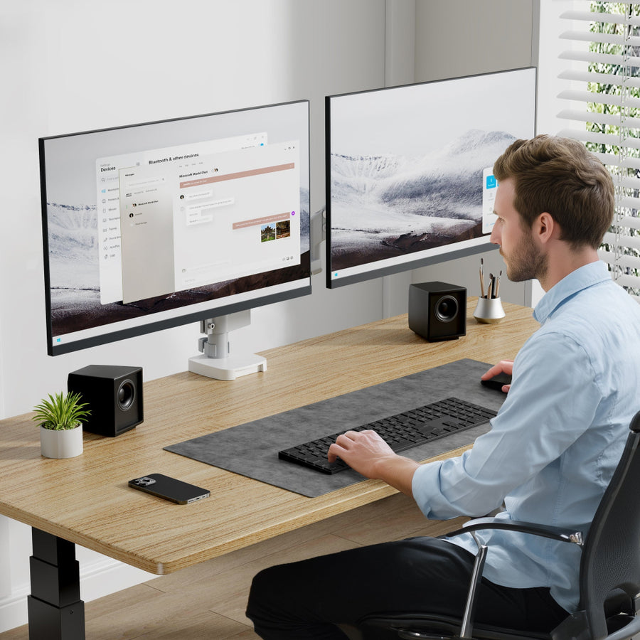 Monitor Arm voor Twee Schermen - SH-X7 kabelmanagement close-up