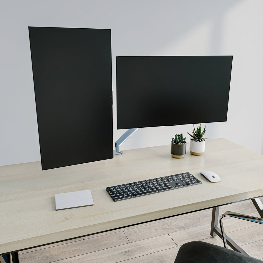 Dubbele Gasveer Monitor Arm - SQ-2 kabelmanagement close-up