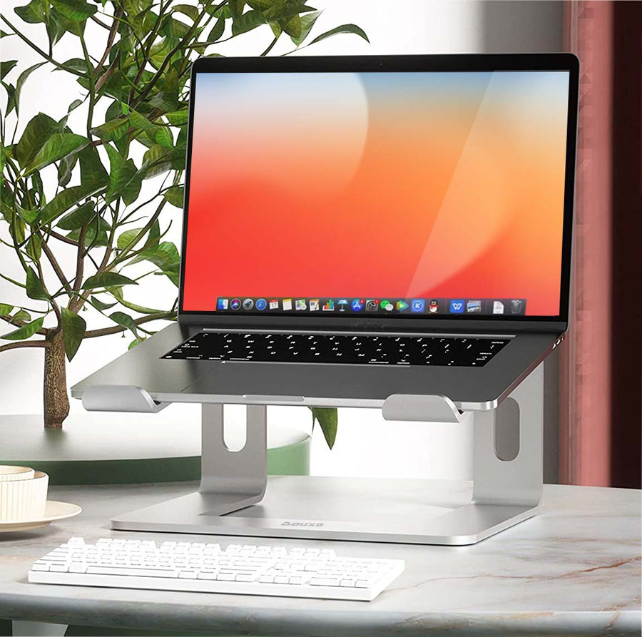 LP1 Laptopstandaard zijaanzicht met laptop