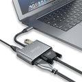 USB-C hub naar HDMI, VGA, USB A 3.0 en USB-C 3.1 bovenaanzicht poorten