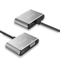USB-C hub naar HDMI, VGA, USB A 3.0 en USB-C 3.1 aansluiting detail